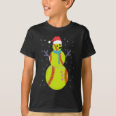Funny Softball Snowman Christmas New Year Gift T-shirt (Voorkant)
