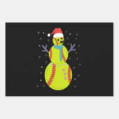 Funny Softball Snowman-kerstcadeau Inpakpapier Vel (Voorkant)