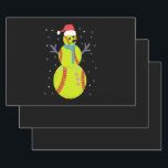 Funny Softball Snowman-kerstcadeau Inpakpapier Vel<br><div class="desc">grappig,  kerstmis,  newyear,  vakantie,  winter,  familie,  santa,  sneeuwman,  softball,  gift</div>