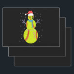 Funny Softball Snowman-kerstcadeau Inpakpapier Vel<br><div class="desc">grappig,  kerstmis,  newyear,  vakantie,  winter,  familie,  santa,  sneeuwman,  softball,  gift</div>