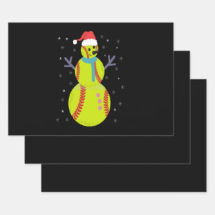 Funny Softball Snowman-kerstcadeau Inpakpapier Vel