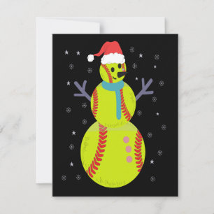 Funny Softball Snowman-kerstcadeau Notitiekaartje