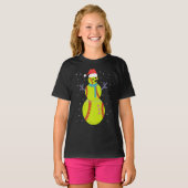 Funny Softball Snowman-kerstcadeau T-shirt (Voorkant volledig)