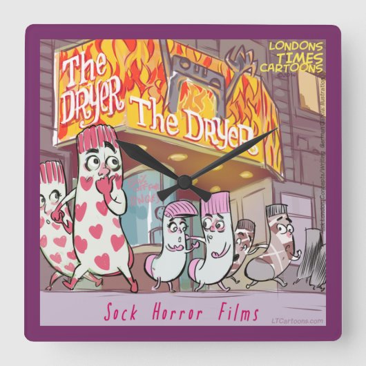 Funny Sokken Horror Film Square Wall klok (Voorkant)