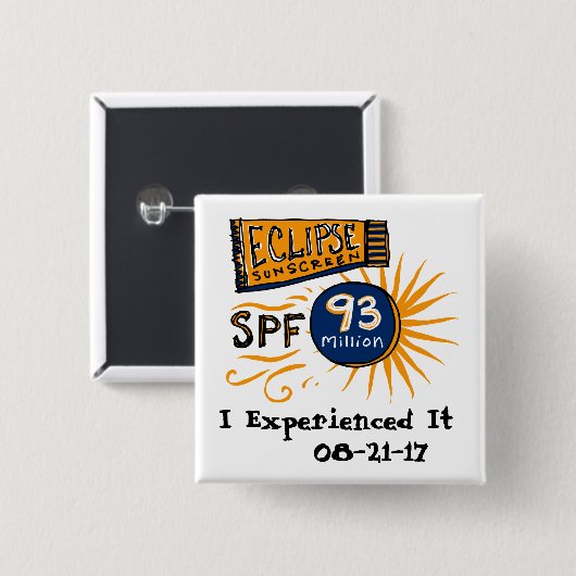 Funny Solar Eclipse Sunscreen Vierkante Button 5,1 Cm (Voorkant /achterkant)