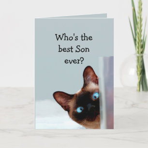 Funny Son Birthday wenst Siamese kat Kaart