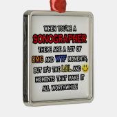 Funny Sonographer ... OMG WTF LOL Metalen Ornament (Rechts)