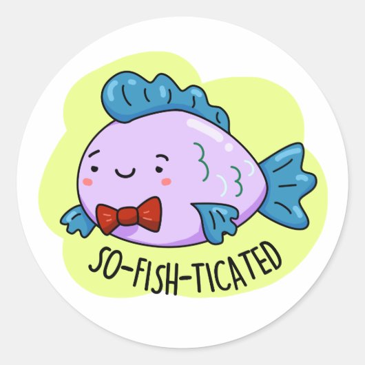 Funny Sophisticated Fish Pun, met zogenoemde visti Ronde Sticker (Voorkant)