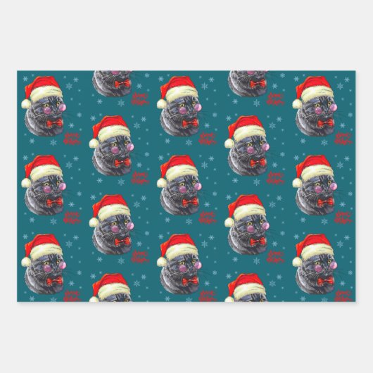 Funny Sophisticated Santa Hat Cat Inpakpapier Vel (Voorkant 3)