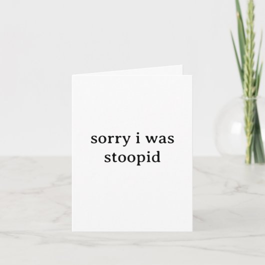 Funny “Sorry I Was Stoopid” Apology Card – Quirky Kaart (Voorkant)