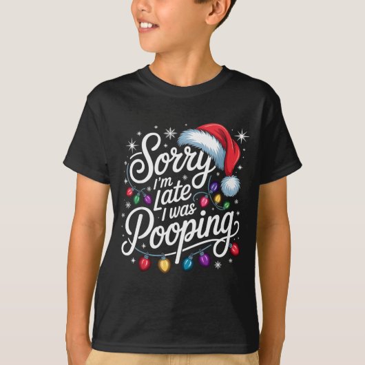 Funny Sorry I'm Late I Was Ong Xmas Lights Red San T-shirt (Voorkant)