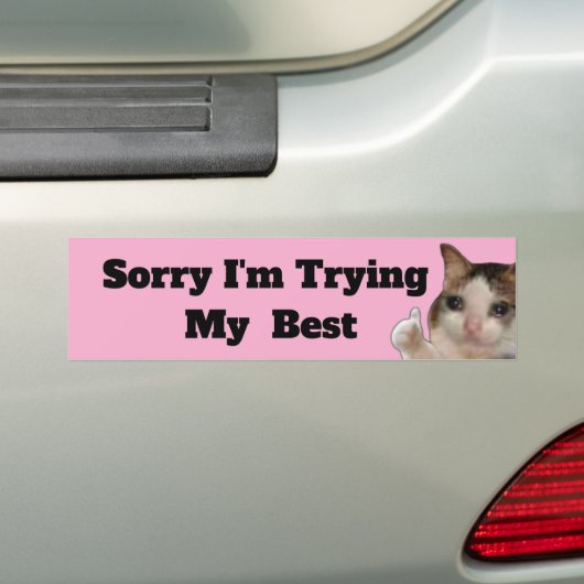 Funny "Sorry I'm Trying My Best" Bumper Sticker |  (Op auto)