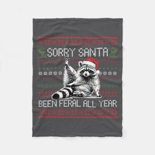 Funny Sorry Santa I've Been Feral All Year Ugly Ch Fleece Deken (Voorkant)