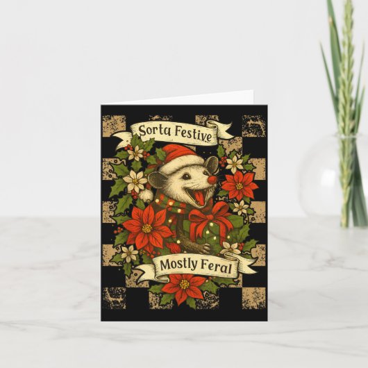 Funny Sorta Festive Mostly Feral Ssum Christmas Os Kaart (Voorkant)