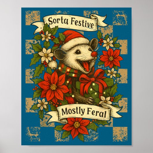 Funny Sorta Festive Mostly Feral Ssum Christmas Os Poster (Voorkant)