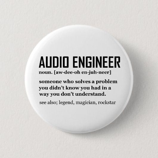 Funny Sound Engineer Audio Engineering Definition Ronde Button 5,7 Cm (Voorkant)