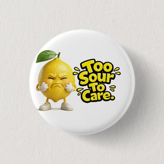 Funny Sour Lemon Pin Button | Cute Angry Lemon Bad (Voorkant)