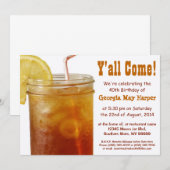 Funny Southern Sweet Tea Birthday Party Kaart (Voorkant / Achterkant)