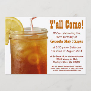Funny Southern Sweet Tea Birthday Party Kaart