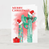 Funny Southwest Cactus Santa Hats Custom Feestdagen Kaart (Voorkant)