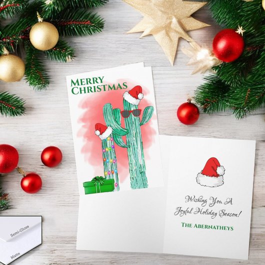 Funny Southwest Cactus Sunbril Custom Feestdagen Kaart