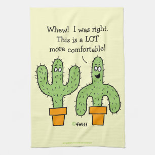 Funny Southwest Desert Cactus Cartoon Kitchen Theedoek