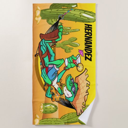 Funny Southwest Iguana Beach Towel Strandlaken (Voorkant)