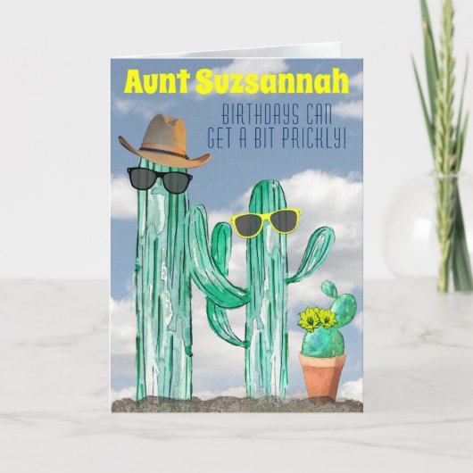 Funny Southwest Waterverf Cactus Name Sjabloon (Voorkant)