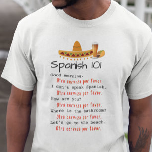 Funny Spaans 101-taalles Lesson Beach Beer T-shirt