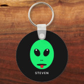 Funny Space Alien Black Groen, gepersonaliseerd Sleutelhanger (Voorkant)