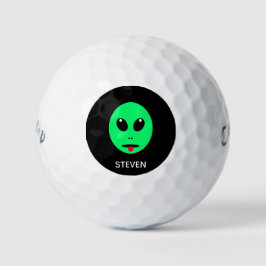 Funny Space Alien Green Black, gepersonaliseerd Golfballen