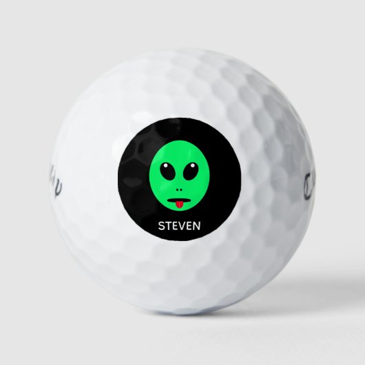 Funny Space Alien Green Black, gepersonaliseerd Golfballen (Voorkant)