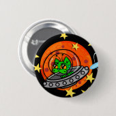 FUNNY SPACE ALIEN KITTY CAT ROUND BUTTON (Voorkant /achterkant)