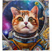 Funny Space Cat Astronaut Douchegordijn (Voorkant)