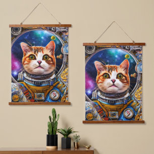 Funny Space Cat Astronaut Hangend Wandkleed