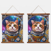 Funny Space Cat Astronaut Hangend Wandkleed (Dubbel)