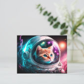 Funny Space Cat Astronaut Kat Galaxy Universe Briefkaart (Staand voorkant)