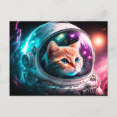 Funny Space Cat Astronaut Kat Galaxy Universe Briefkaart (Voorkant)