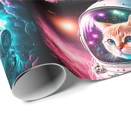 Funny Space Cat Astronaut Kat Galaxy Universe Cadeaupapier (Rol Hoek)