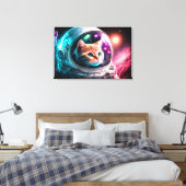Funny Space Cat Astronaut Kat Galaxy Universe Canvas Afdruk (Insitu (Slaapkamer))