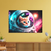 Funny Space Cat Astronaut Kat Galaxy Universe Canvas Afdruk (Insitu (Woonkamer))