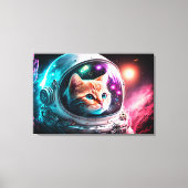 Funny Space Cat Astronaut Kat Galaxy Universe Canvas Afdruk (Voorkant)