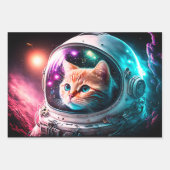 Funny Space Cat Astronaut Kat Galaxy Universe Inpakpapier Vel (Voorkant)
