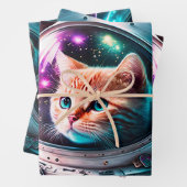 Funny Space Cat Astronaut Kat Galaxy Universe Inpakpapier Vel (In situ)