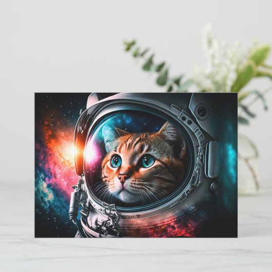 Funny Space Cat Astronaut Kat Galaxy Universe Kaart (Staand voorkant)