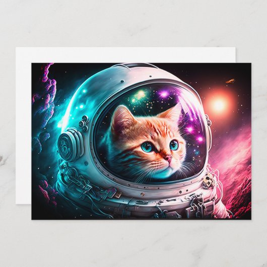 Funny Space Cat Astronaut Kat Galaxy Universe Kaart (Voorkant / Achterkant)