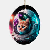 Funny Space Cat Astronaut Kat Galaxy Universe Keramisch Ornament (Rechts)