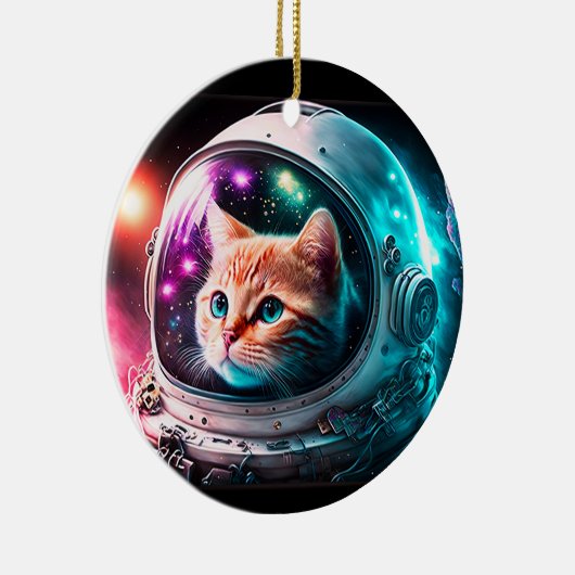 Funny Space Cat Astronaut Kat Galaxy Universe Keramisch Ornament (Rechts)