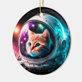 Funny Space Cat Astronaut Kat Galaxy Universe Keramisch Ornament (Links)