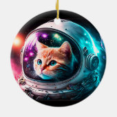 Funny Space Cat Astronaut Kat Galaxy Universe Keramisch Ornament (Achterkant)
